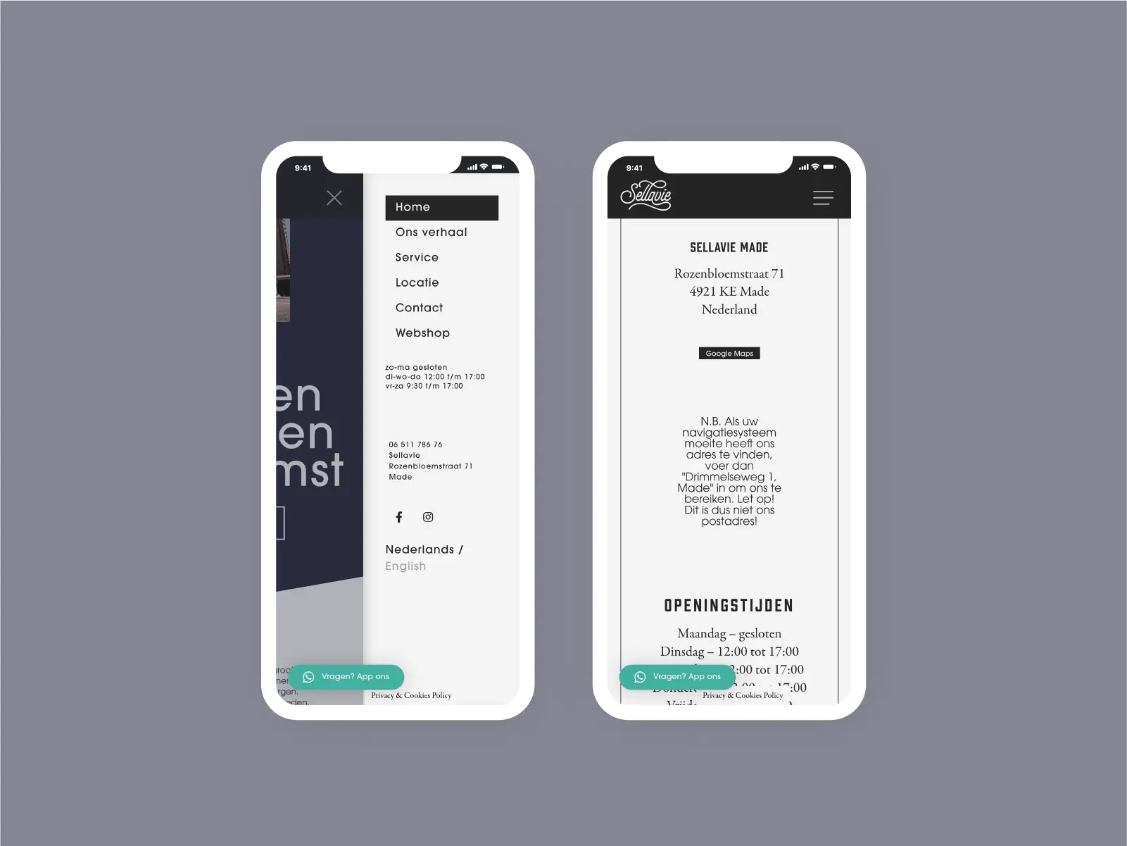 Sellavie – Mobiele website