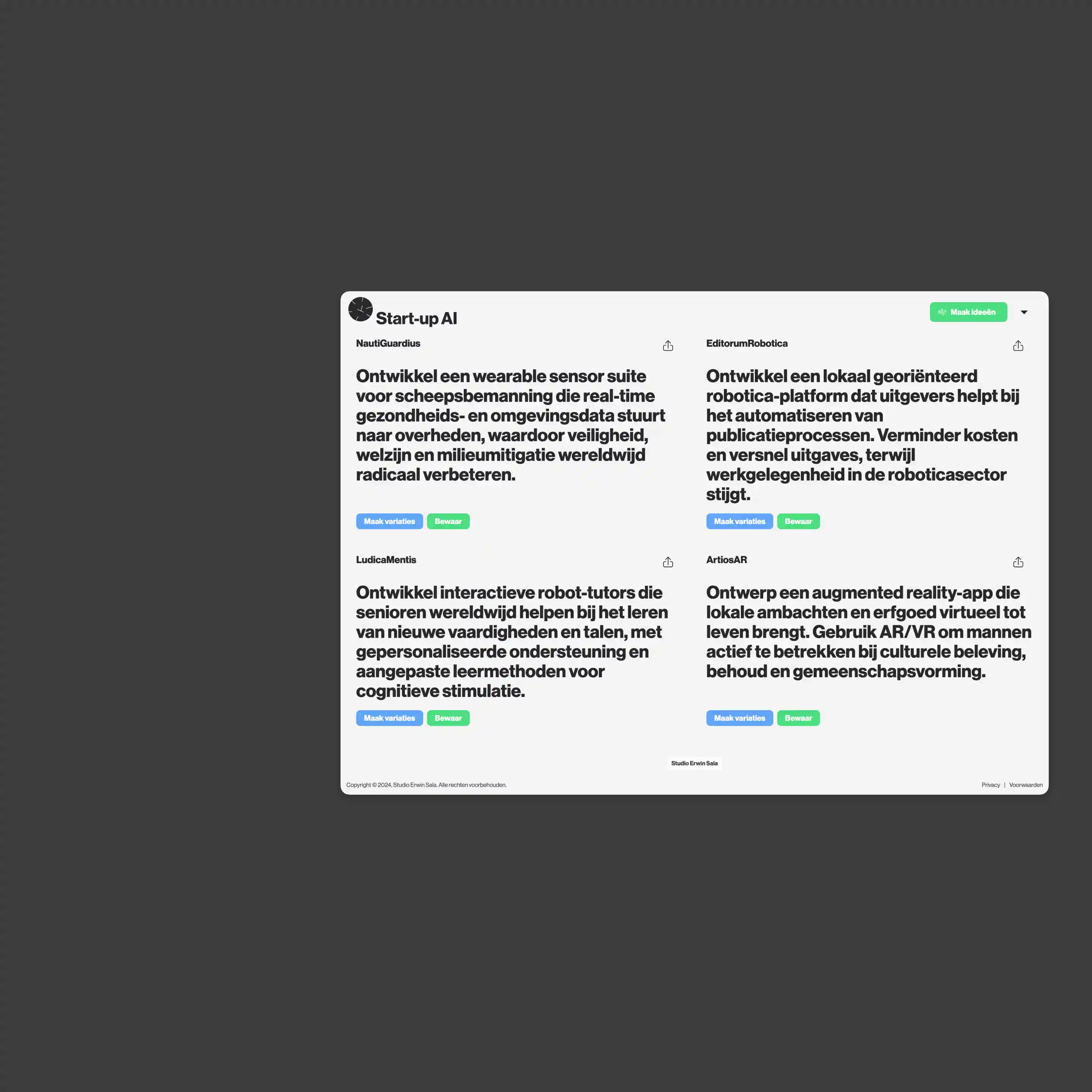 Start-up AI Interface